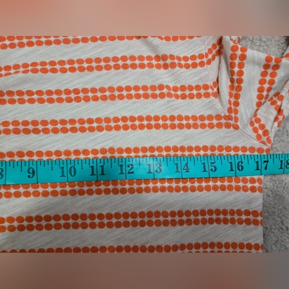 POSTMARK Anthropologie Orange Polka Dot Striped LightweightTop. Size Small - Picture 10 of 11